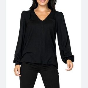 NWT Gibson Black V-Neck Sweater sz Small petite